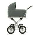 Side view of baby stroller isolated on white background. 3d illustration Royalty Free Stock Photo