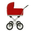 Side view of baby stroller isolated on white background. 3d illustration