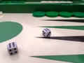 Side view of a backgammon with a pair of dices. Royalty Free Stock Photo