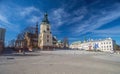 Side view of baroque Kielce Cathedral in Kielce, Poland, in March