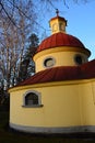 Side view of baroque roundhouse catholic chapel of Our Lady Of The Snows, also called Saint Mary Of The Snows in Modra.