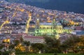 Side view of the Basilica of Quito at sunset
