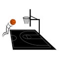 Side view of a basketball half court Royalty Free Stock Photo