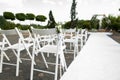 Side view of beautiful wedding ceremony place with natural materials Royalty Free Stock Photo