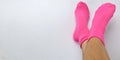 Woman legs in new pink socks isolate  on white background Royalty Free Stock Photo
