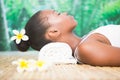 Side view of a beautiful woman on massage table Royalty Free Stock Photo