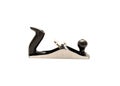 Side view bench hand plane made from durable cast iron with plastic handle contoured grip and adjustable steel alloy blade
