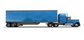 Side view of a big blue trailer truck Royalty Free Stock Photo