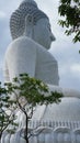 Side view of big white Buddha Phuket Thailand Budhism