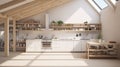 Side view of black built-in oven and beige sink in modern kitchen interior design. Generative Ai