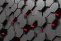 Side view of black hexagon pattern wall Royalty Free Stock Photo