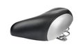 Side view of black leather bicycle saddle Royalty Free Stock Photo