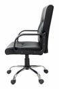 Side view of black leather office chair isolated on white Royalty Free Stock Photo