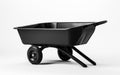 Side View Black Wheelbarrow on Transparent Background -Generative Ai