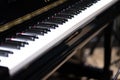 side view of black and white piano keyboard Royalty Free Stock Photo