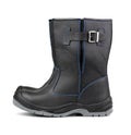 Side view of black winter work boots Royalty Free Stock Photo