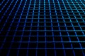 Side view on a blue grid over a hole