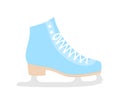 Side view of blue ice figure skate isolated on white background. Flat vector illustration Royalty Free Stock Photo