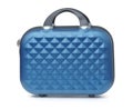 Side view of blue small carry-on hardside luggage case Royalty Free Stock Photo