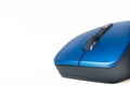 Blue Wireless Computer Mouse Isolated On White Background With Copy Space, Minimal Office Technology Background For Web Banner Des Royalty Free Stock Photo