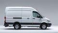 Side view of a boxy step van with wide side panel and cargo bay on white background Royalty Free Stock Photo