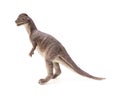 Side view brown Dilophosaurus toy on white background Royalty Free Stock Photo