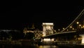 Side view of Budapest Chain Bridge at night Royalty Free Stock Photo