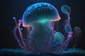 Blue and orange neon jellyfish