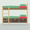 Side View Of Bunk Bed On Floor