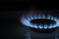 Side view of the flame from gas stove with black background Royalty Free Stock Photo