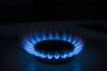 Side view of the flame from gas stove with black background Royalty Free Stock Photo