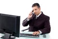 Side view of businessman busy on phone Royalty Free Stock Photo