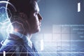 Businessman and digital cyber illustration Royalty Free Stock Photo