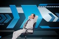 Side view of businessman leaning back in his chair Royalty Free Stock Photo