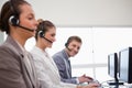 Side view of call center team Royalty Free Stock Photo