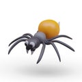 Side view on cartoon yellow spider on white background
