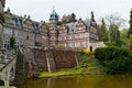 Side view on the castle Emmerthal from the garden with a lake Royalty Free Stock Photo