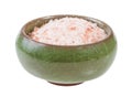 side view of ceramic salt cellar with pink Salt