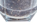 Side view of chia seeds absorbed water in glass Royalty Free Stock Photo