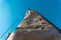 Side view of a childrends outdoor rock climing wall