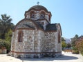 Side view church of Agios Nikolaos and Agia Anastasia at the fishing harbour of Olympiada, Halkidiki