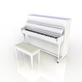 Side view of classic musical instrument white piano isolated on white background, Keyboard instrument Royalty Free Stock Photo