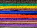 Side view of colourful mat