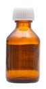 Side view of closed brown glass pharmacy bottle