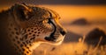 side view closeup photo of a cheetah face