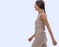 side view. confident young woman stepping forward Royalty Free Stock Photo