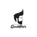 Side view cool man with beard and hairstyle logo design vector graphic symbol icon illustration creative idea