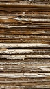 Side view of corrugated cardboard pile in a factory