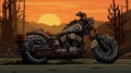 Sunset Motorcycle: A Detailed Ink Cartoon Game With Rtx On