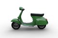 Side View 3D Illustration Of A Green Generic Motor Scooter Isolated On A White Background